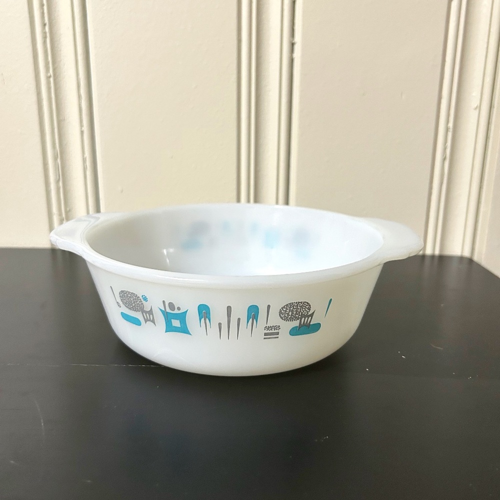 Vintage Fire King Atomic Blue Heaven Casserole Dish